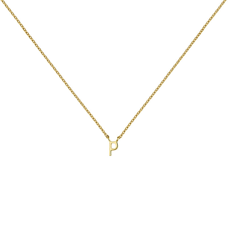 Gold Initial P necklace , J04382-02-P, hi-res