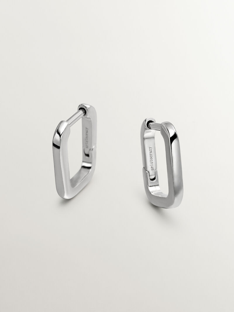 925 Silver Square Hoop Earrings image number 0