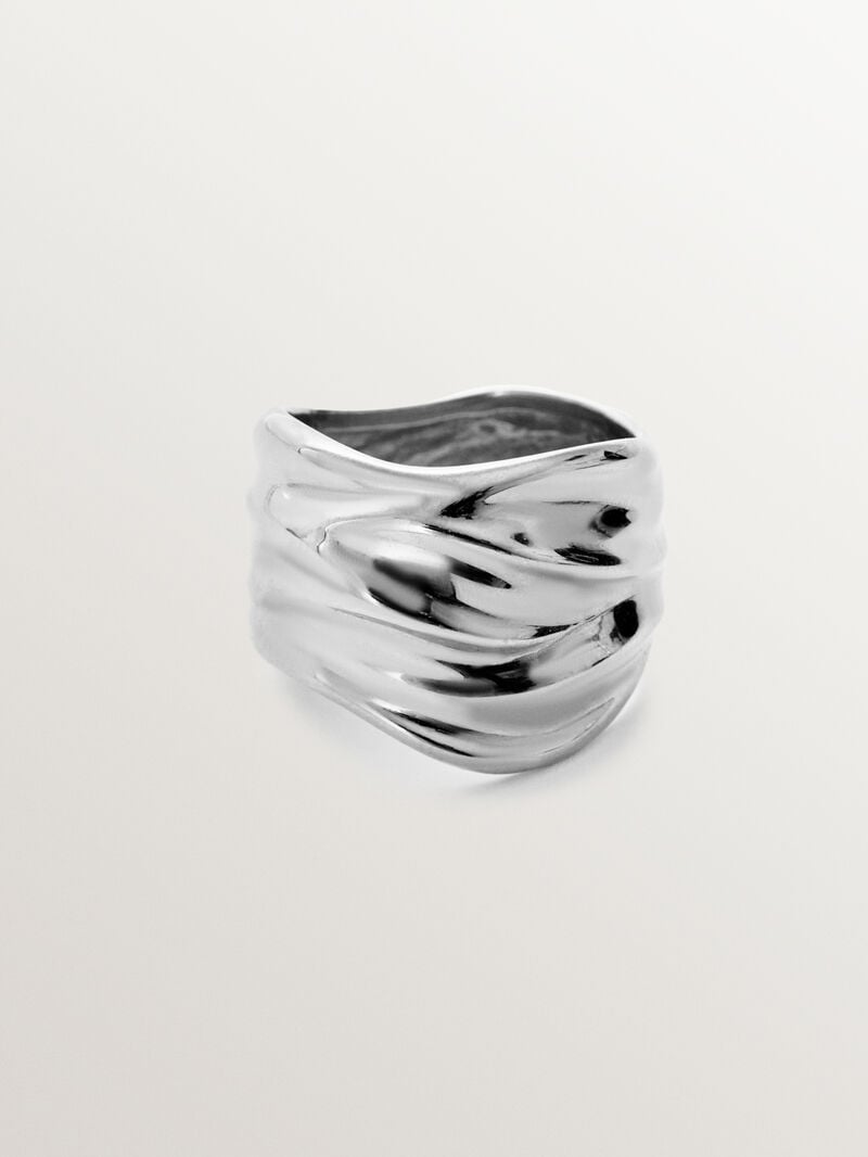 Wide textured 925 silver ring image number 2