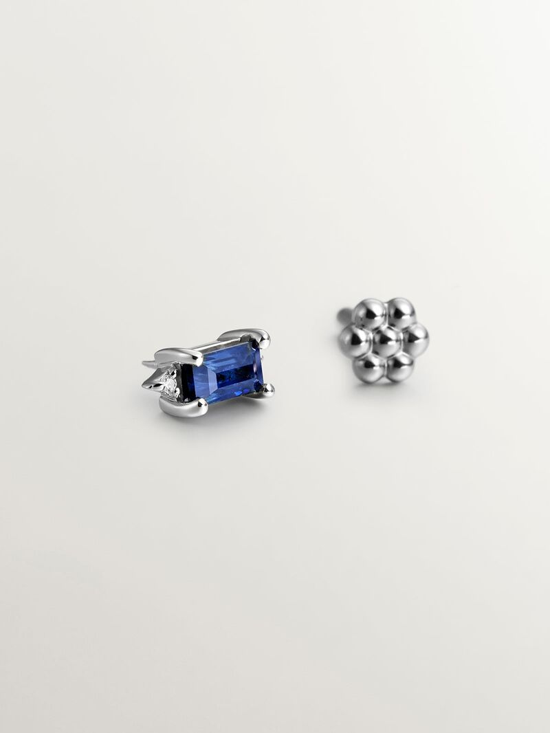 Individual 18k white gold pending with blue sapphire and white diamonds image number 4