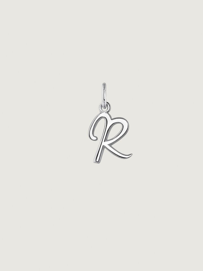 925 Silver Charm with Initial R image number 1