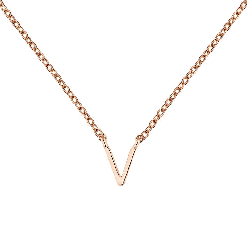 Rose gold Initial V necklace , J04382-03-V, mainproduct
