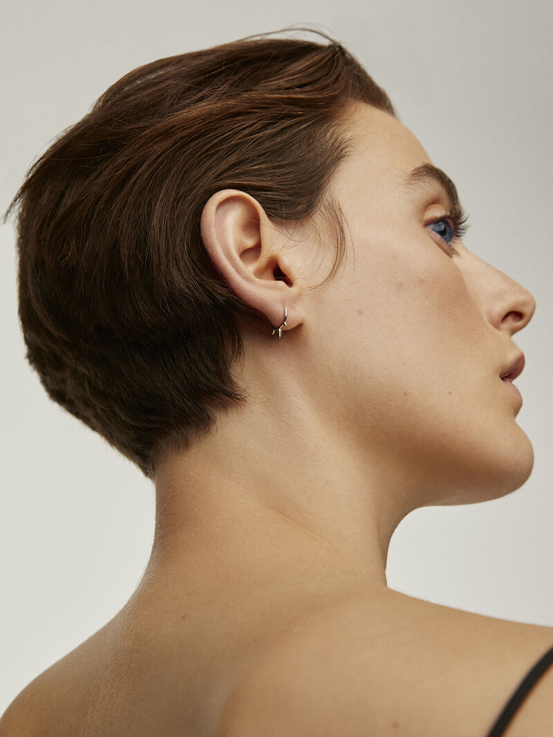 Individual 925 silver earring bathed in 9K yellow gold with spikes image number 3