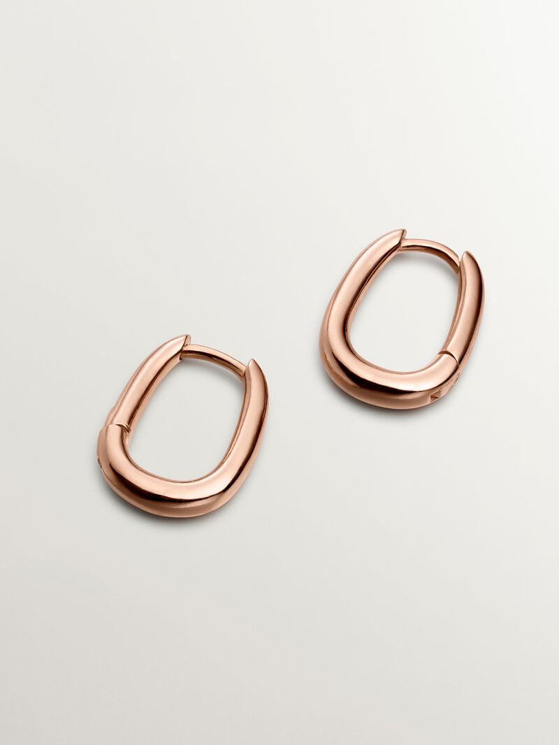 18K rose gold plated 925 silver thick hoop earrings image number 4