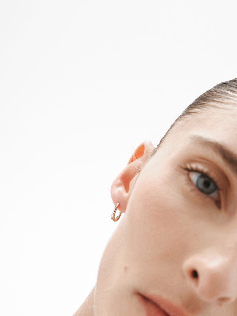 18K rose gold plated 925 silver thick hoop earrings image number 1