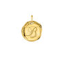 Charm medalla inicial B artesanal plata recubierta oro , J04641-02-B
