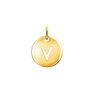 Gold-plated silver V initial medallion charm  , J03455-02-V