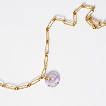 Gold plated silver amethyst motif necklace , J04757-02-AM, mainproduct