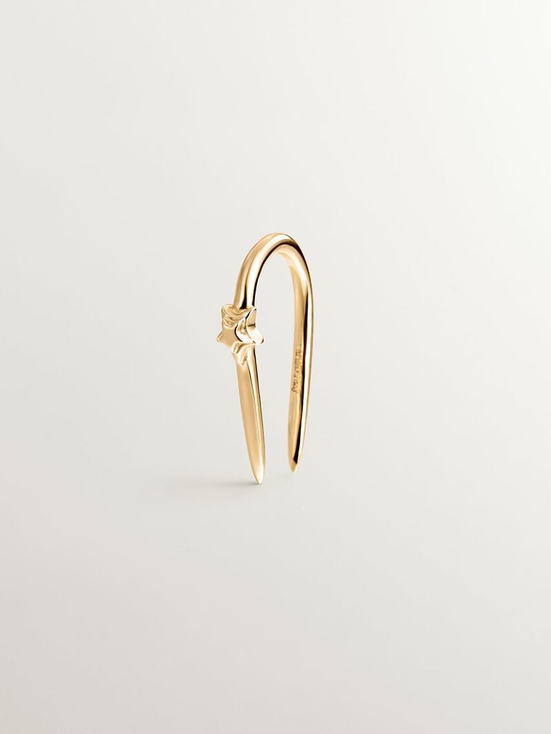 Individual open 9K yellow gold earring with star image number 4