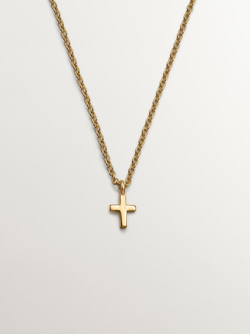 925 silver pendant, dipped in 18K yellow gold with a cross. image number 0