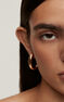 Boucles d'oreilles ovales créoles moyennes argent plaqué or rose , J00800-03