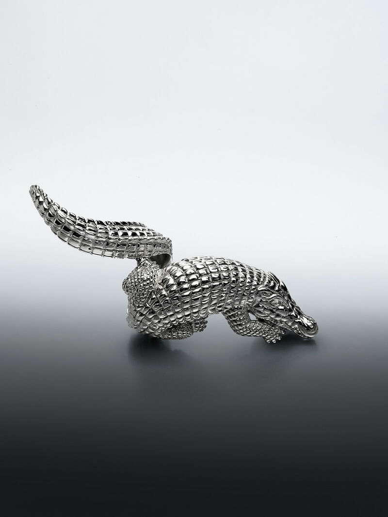 Large 925 silver ring shaped like crocodile image number 8