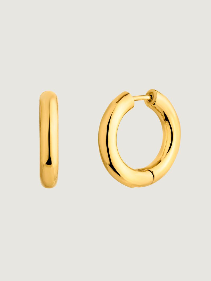 Medium hoop earrings made of 925 silver coated in 18K yellow gold image number 0