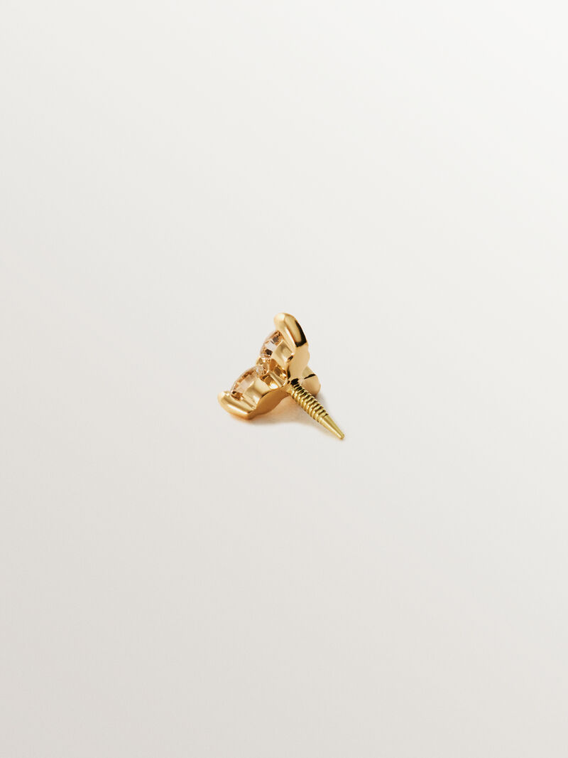 18K yellow gold piercing with 0.06 cts diamond clover image number 2