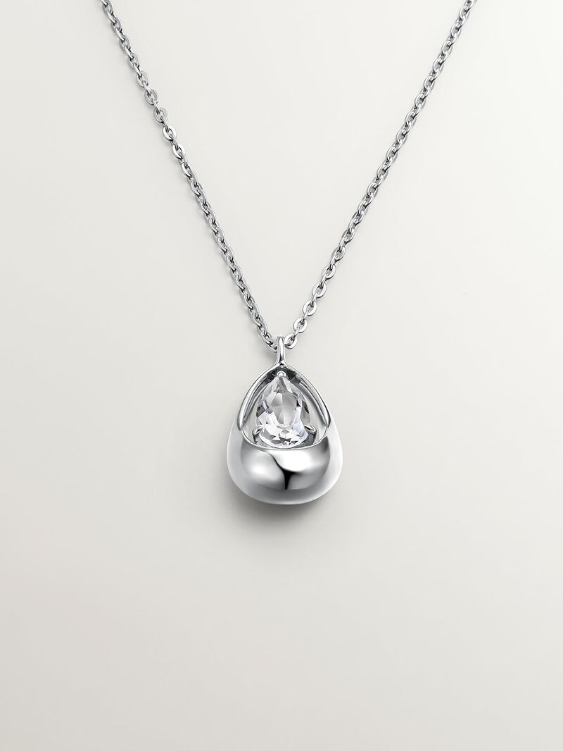 925 silver pendant with white quartz image number 0