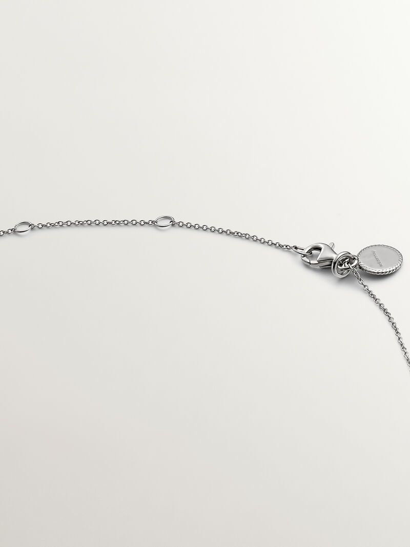 925 Silver necklace with blue topaz and white sapphires. image number 6