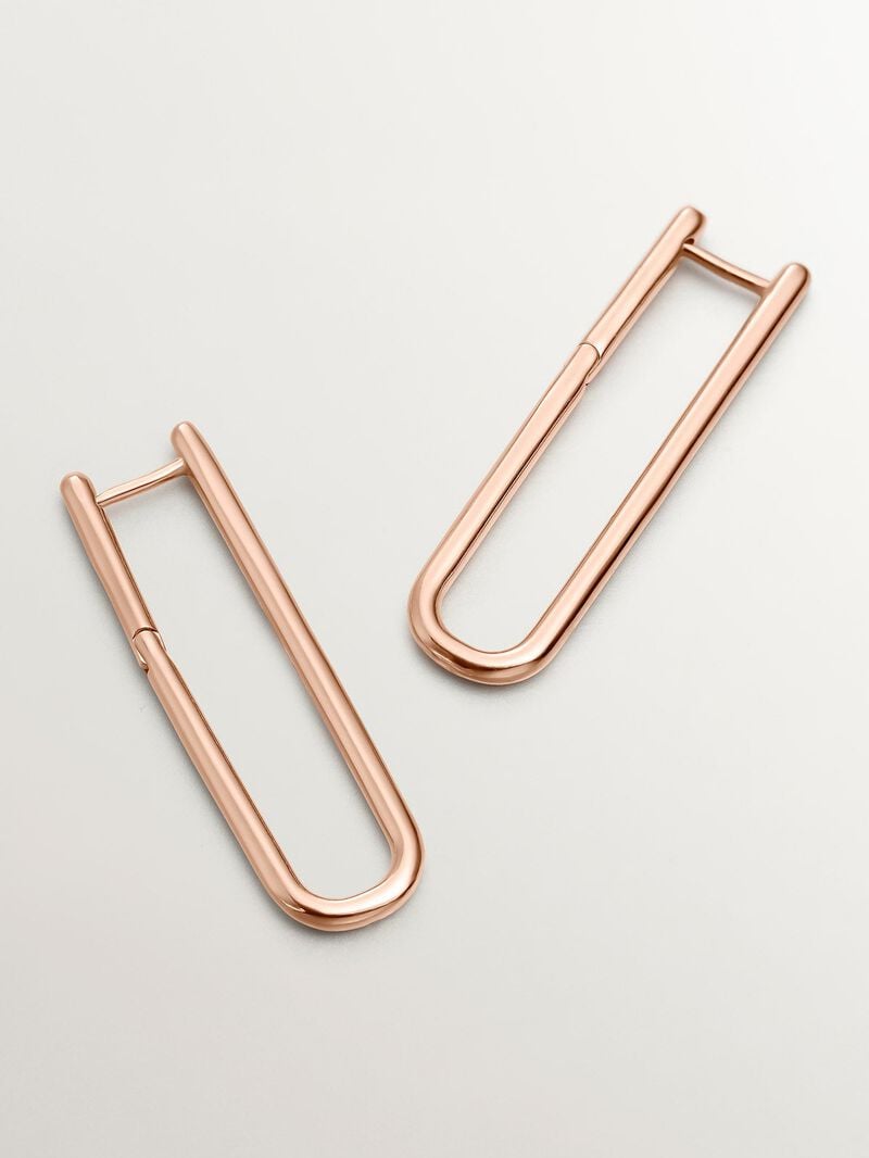 Extra long hoop earrings in 18K rose gold-plated 925 silver image number 4