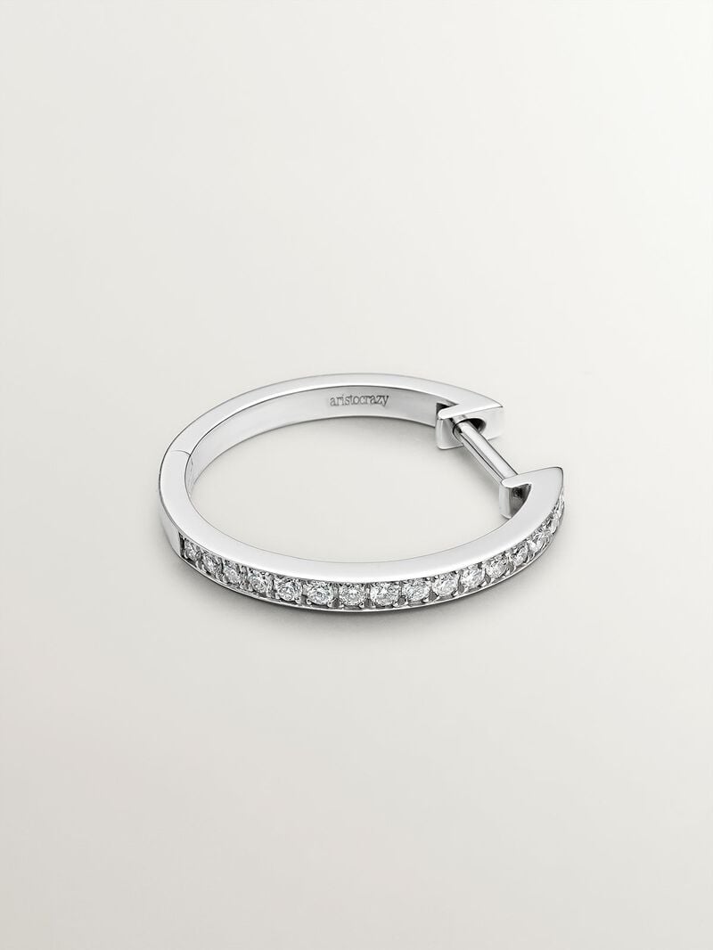 18K white gold single hoop earring with brilliant-cut diamond image number 2
