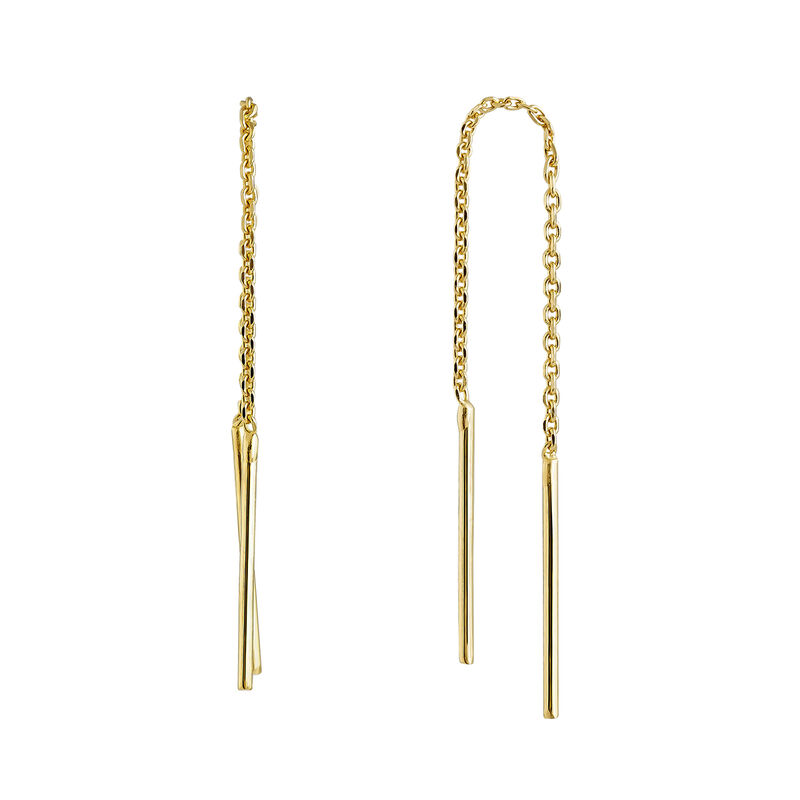 Simple gold plated pendant earrings , J04640-02, hi-res