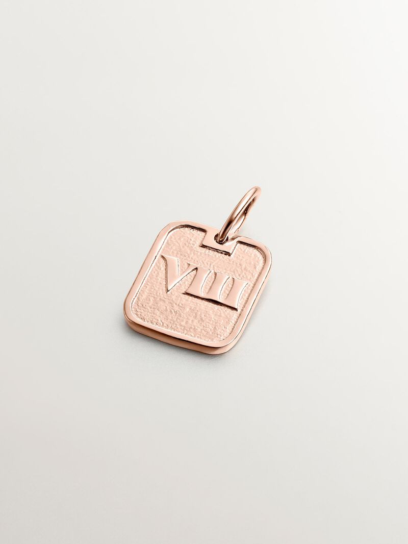 925 silver charm bathed in 18k rose gold with number 8 image number 0