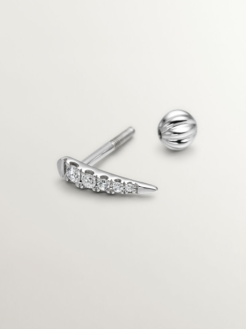 9K white gold single earring with diamonds image number 2