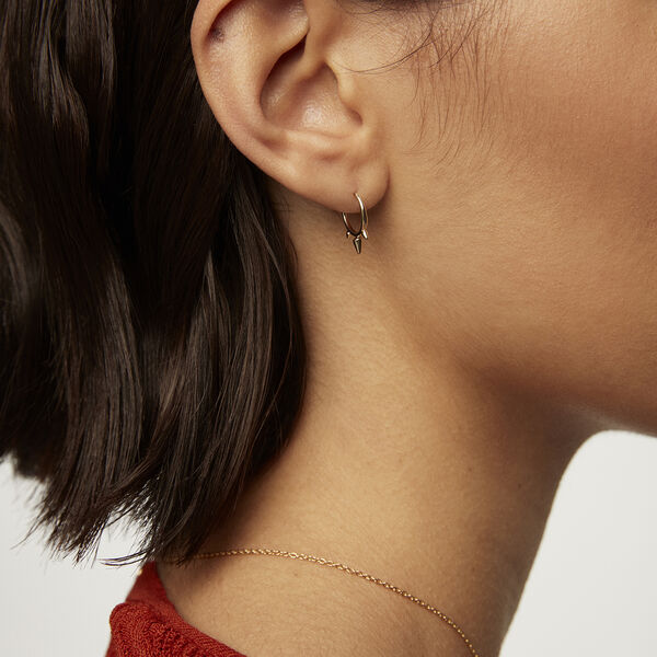 Boucle d'oreille piercing créole trois pointes or, J03845-02-H,model