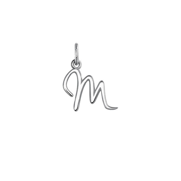 Silver M initial charm , J03932-01-M,hi-res