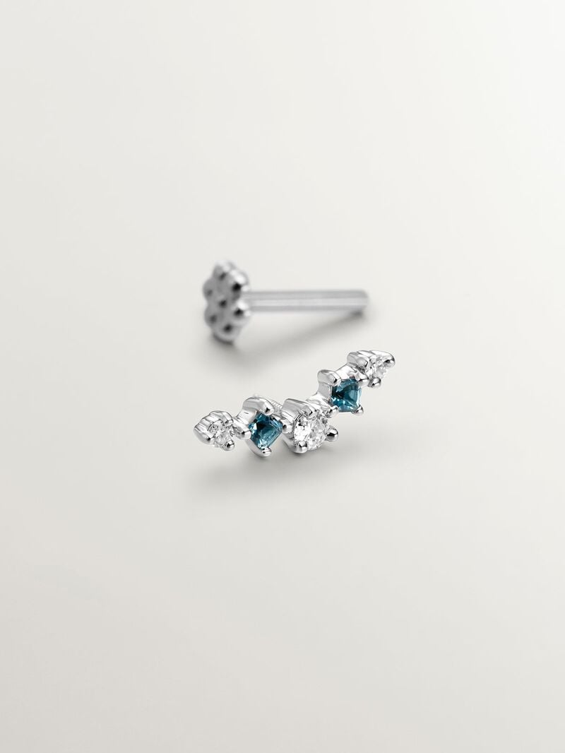 18K gold single earring with blue topaz image number 2