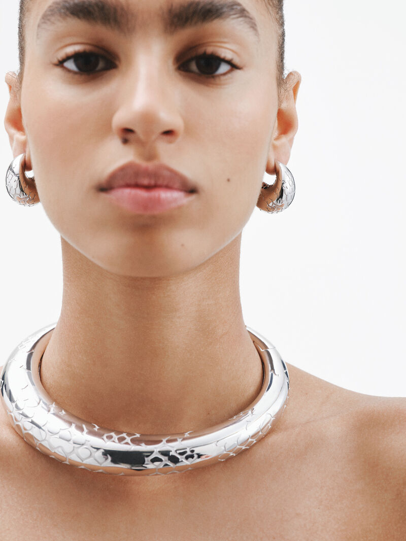 925 silver and snake texture drop earrings image number 5