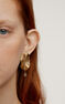 Large-size, embossed earrings in 18kt yellow gold-plated silver with white topaz, J05215-02-WT