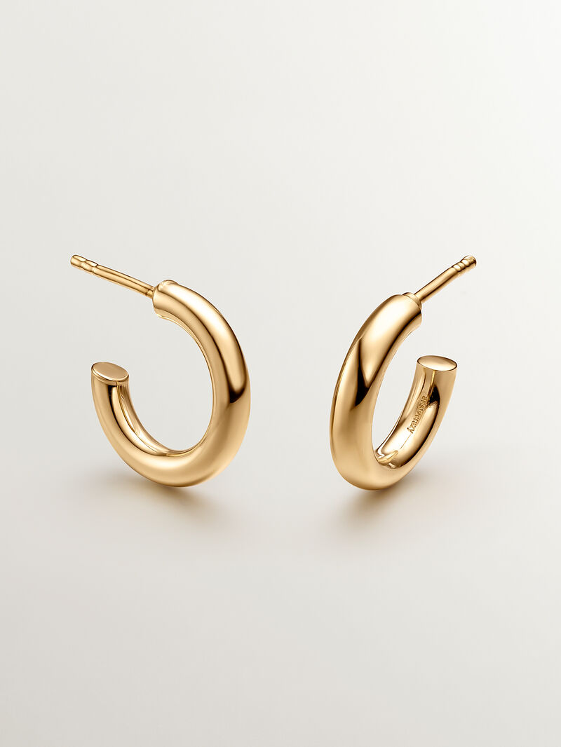 Small hoop earrings made of 925 silver bathed in 18K yellow gold. image number 2