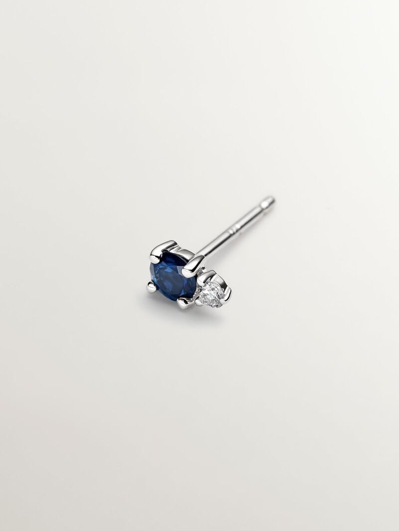 Individual 18K white gold earring with sapphire and diamond. image number 2