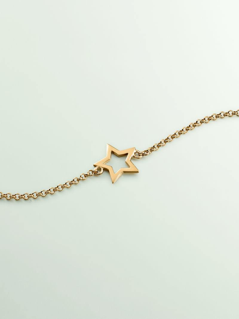 18K Yellow Gold Plated 925 Silver Bracelet with Star image number 3