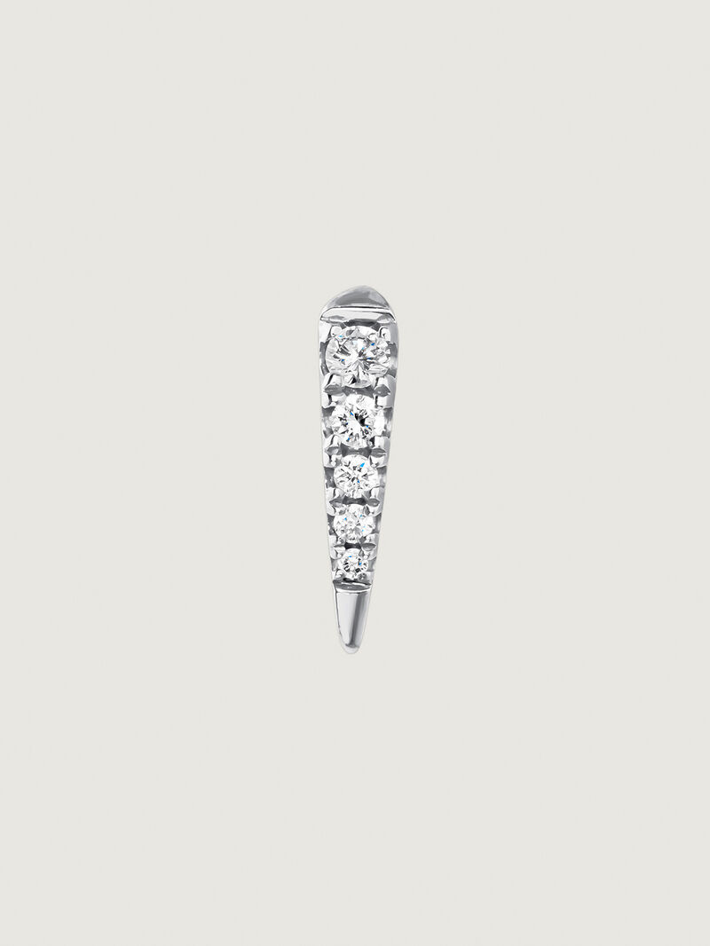 Individual 9K white gold earring with diamonds. image number 0