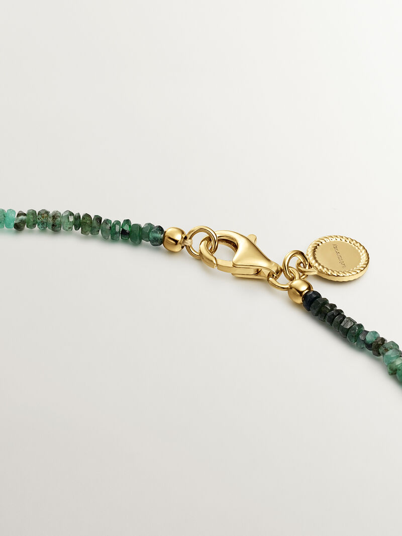 925 Silver necklace bathed in 18K yellow gold with emeralds image number 4