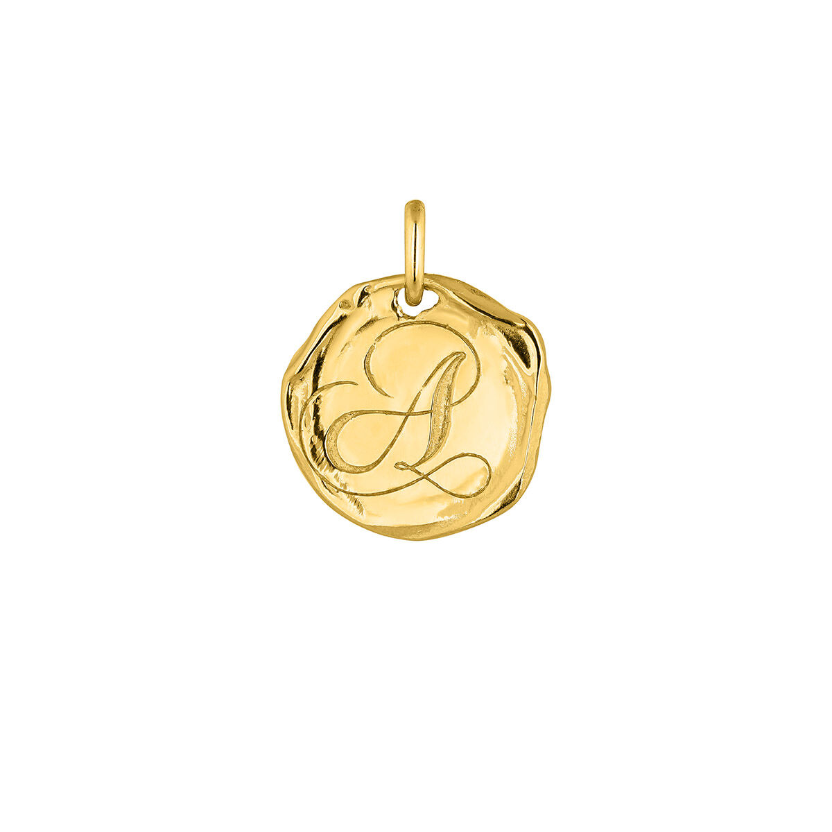 Charm medalla inicial A artesanal plata recubierta oro , J04641-02-A, hi-res