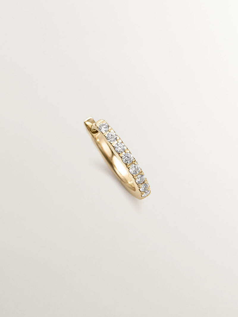 Individual 18K yellow gold hoop earring with diamonds. image number 2