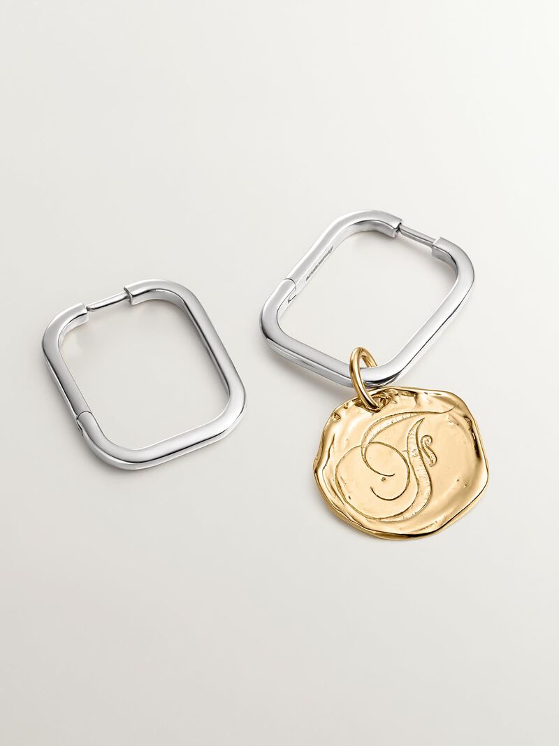Handcrafted charm made of 925 silver, bathed in 18K yellow gold with initial F. image number 2