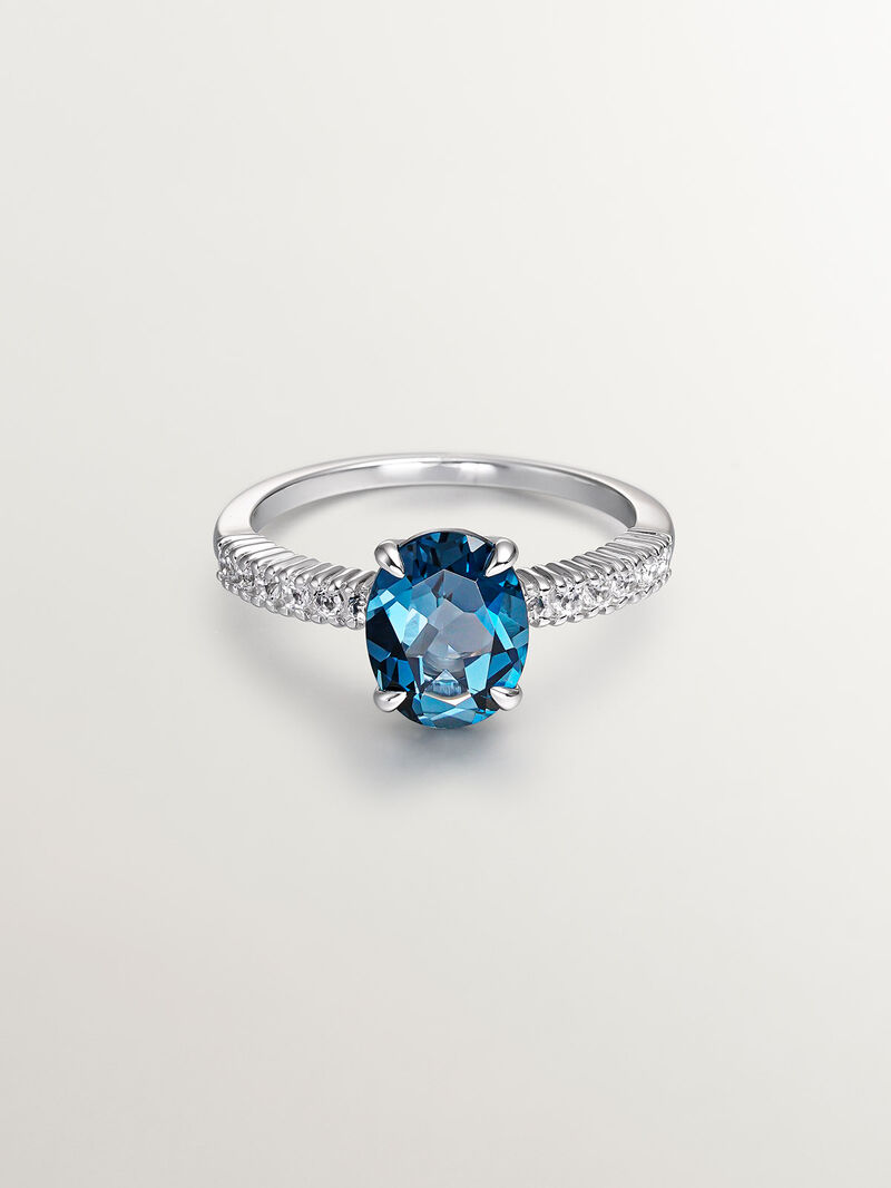 925 Sterling Silver Ring with Blue and White Topaz image number 2