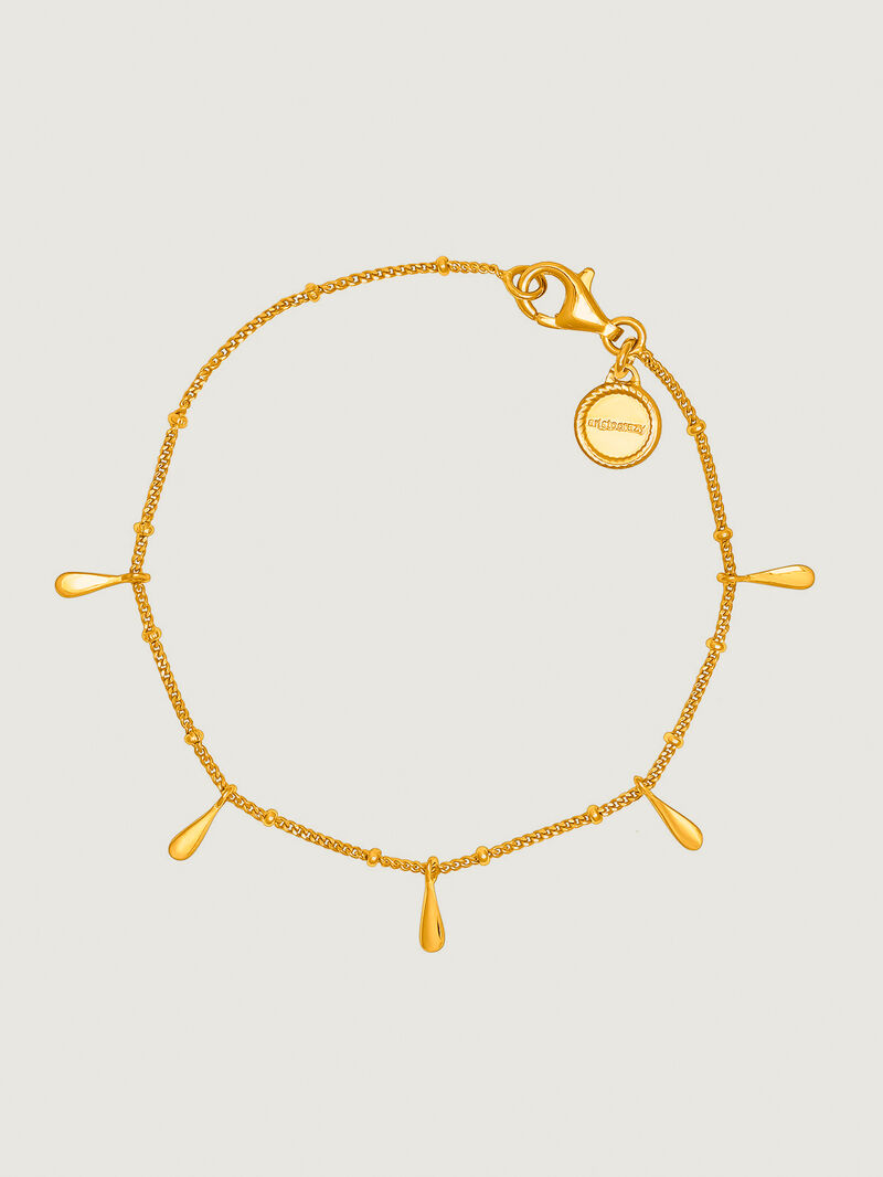 Pulsera de plata 925 bañada en oro amarillo de 18K con gotas image number 0