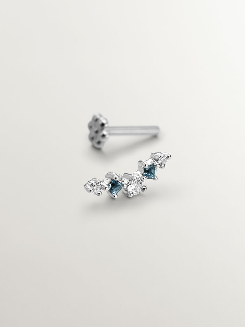 18K gold single earring with blue topaz image number 2