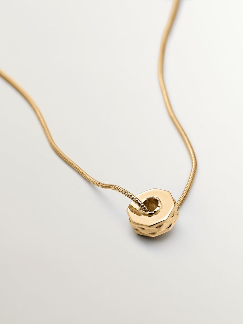 925 silver pendant bathed in 9k yellow gold with bearded links and geometric reason image number 2