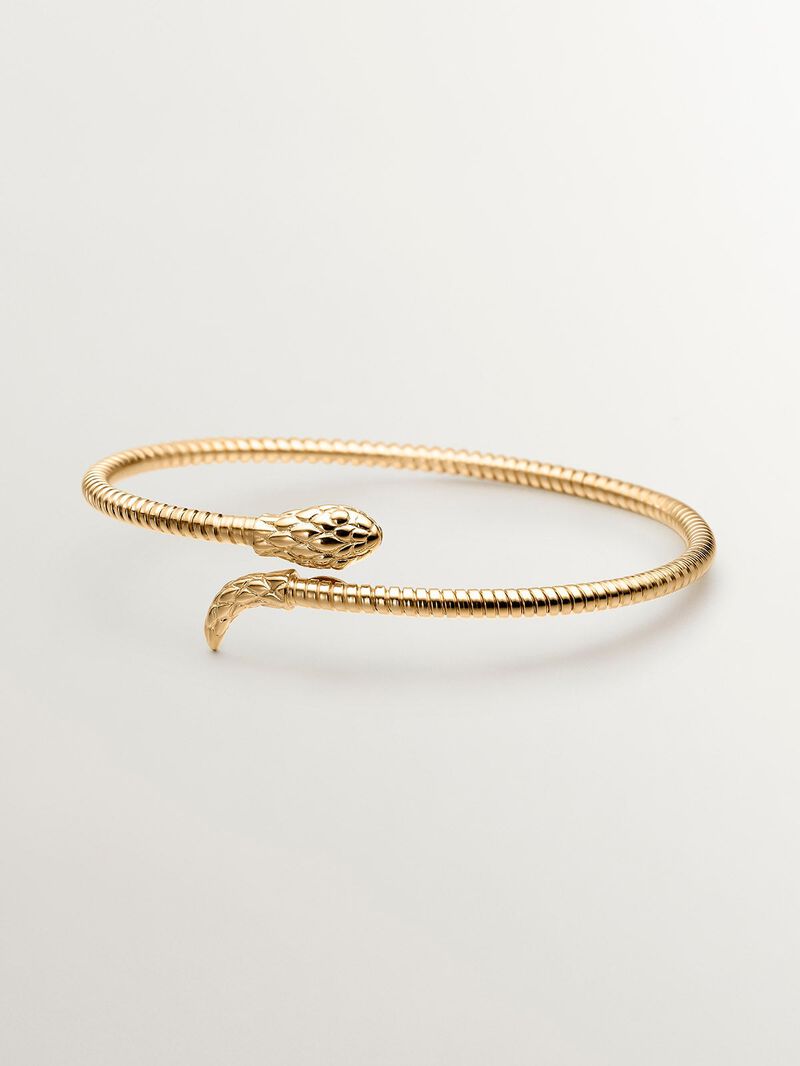 925 Silver bracelet bathed in 18K yellow gold with a snake design. image number 0