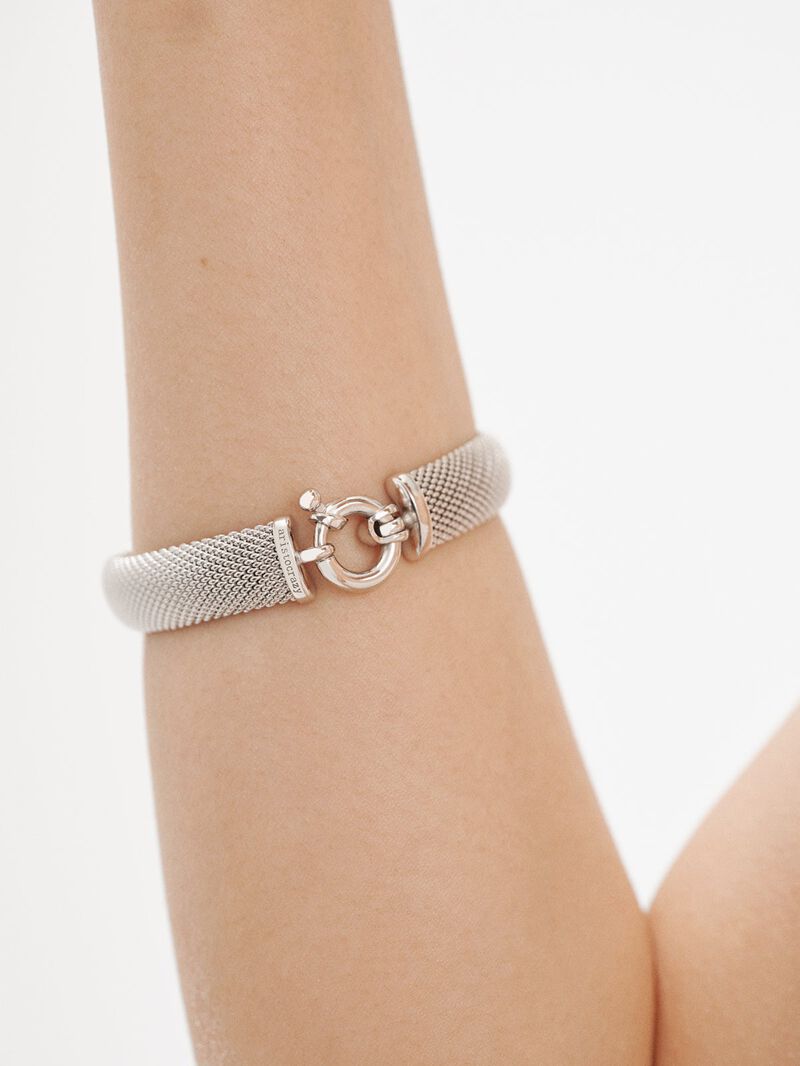 Rigid 925 silver bracelet with mesh image number 3