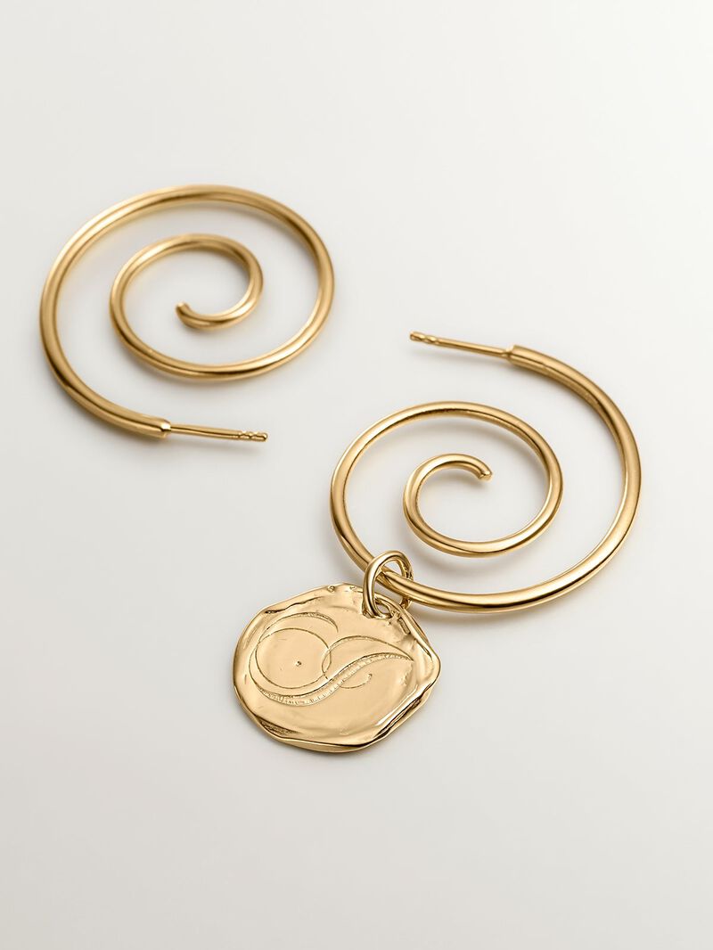 Handcrafted charm made of 925 silver, bathed in 18K yellow gold with initial J. image number 2