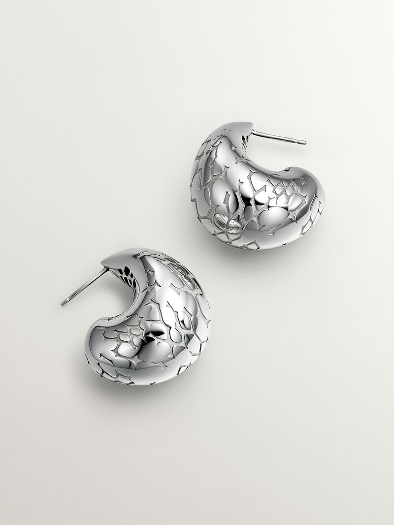 925 silver and snake texture drop earrings image number 0