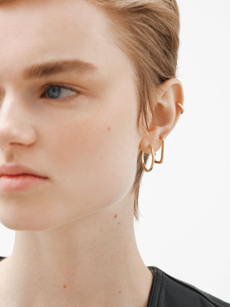 Small hoop earrings made of 925 silver, bathed in 18K yellow gold image number 3