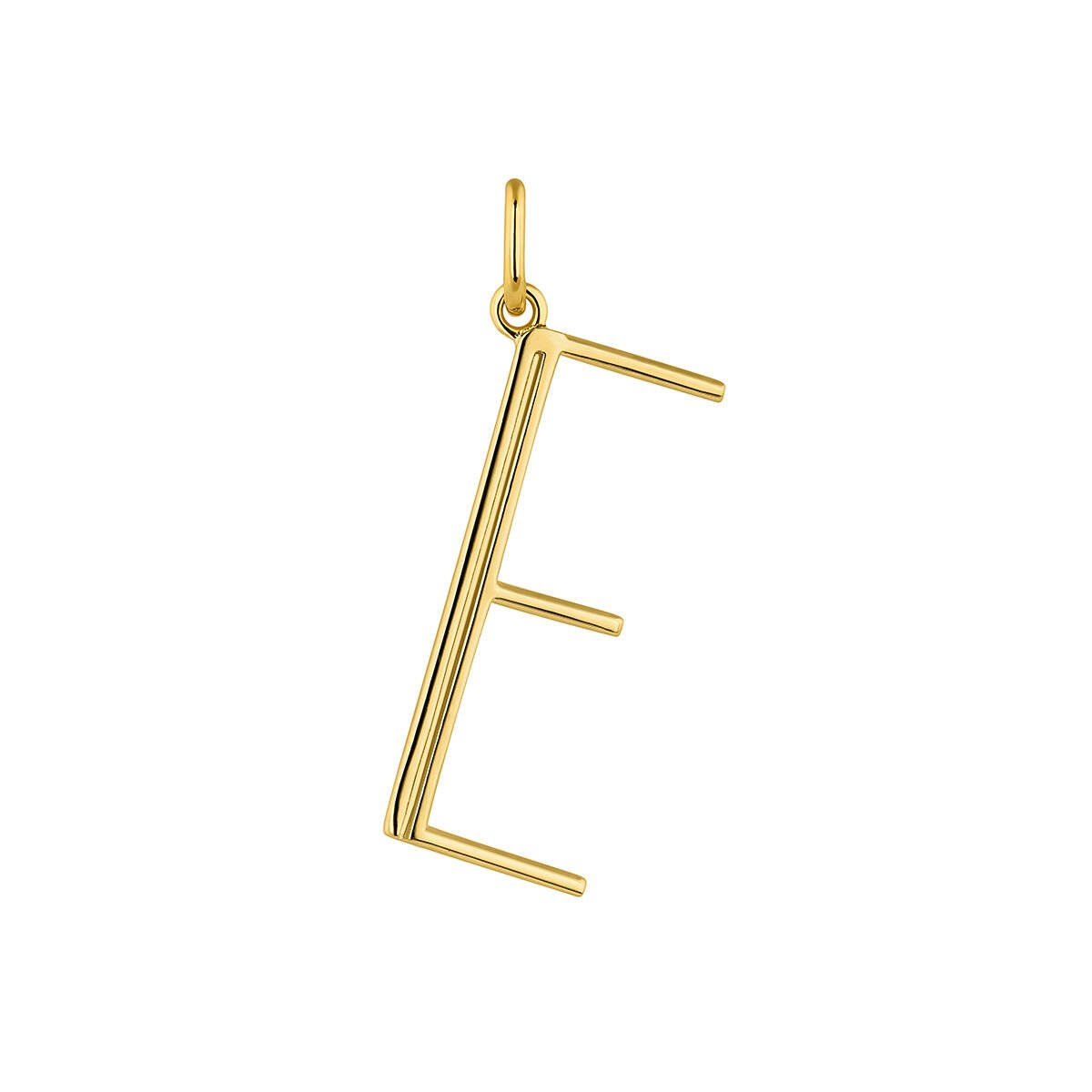 Large gold-plated silver E initial charm  , J04642-02-E, hi-res