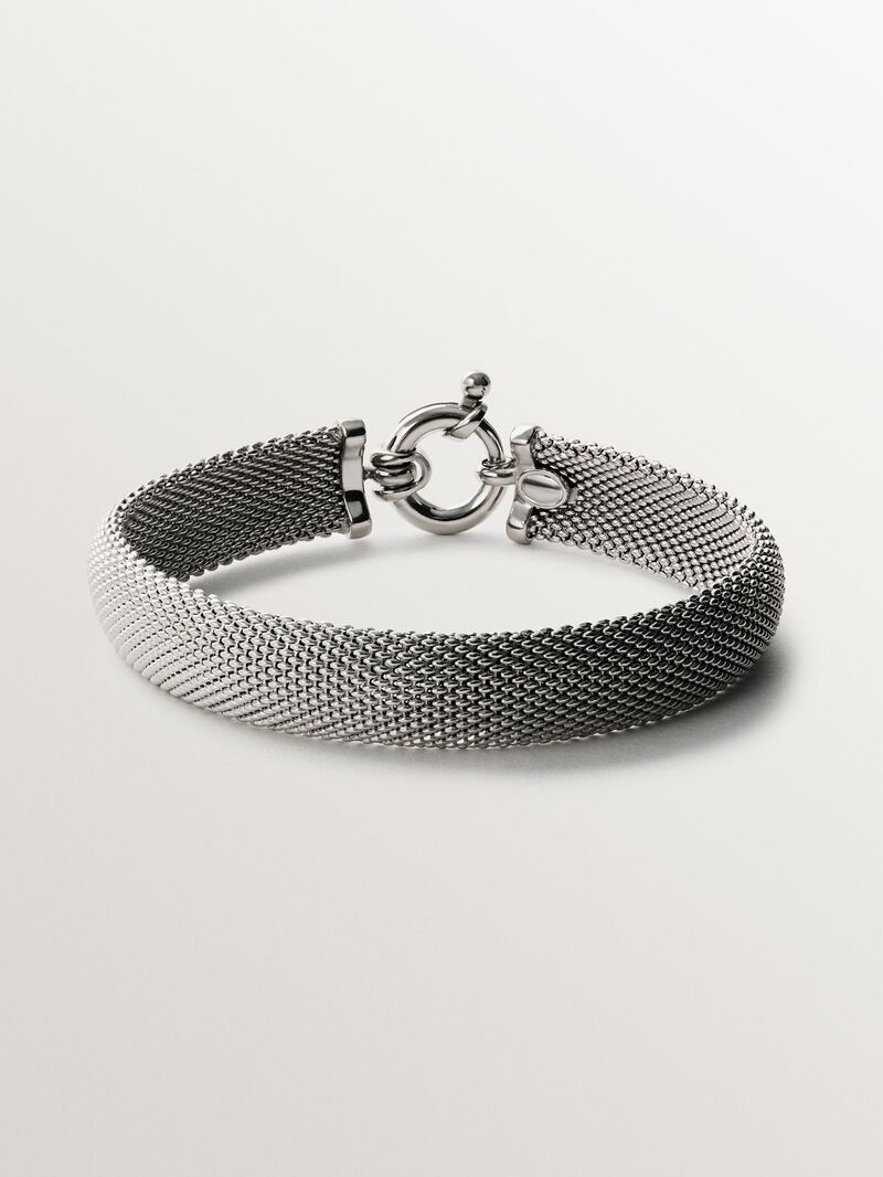 Rigid 925 silver bracelet with mesh image number 0