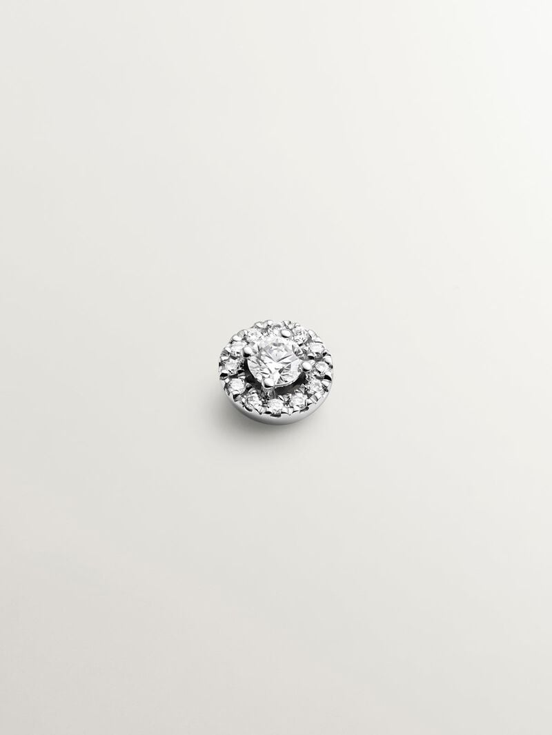 18K white gold single earring with diamond border 0.1 cts image number 0